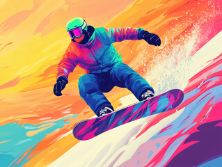 snowboarding in the mountain winter sport graphic design