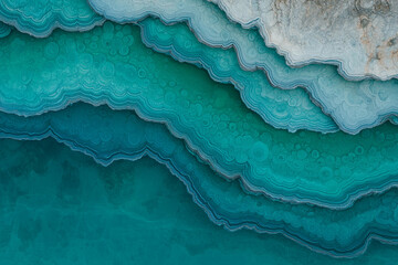 Abstract teal and blue layered agate texture.