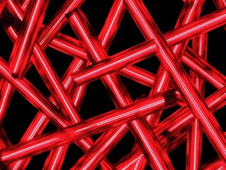 Intersecting Red Glowing Tubes Abstract Design