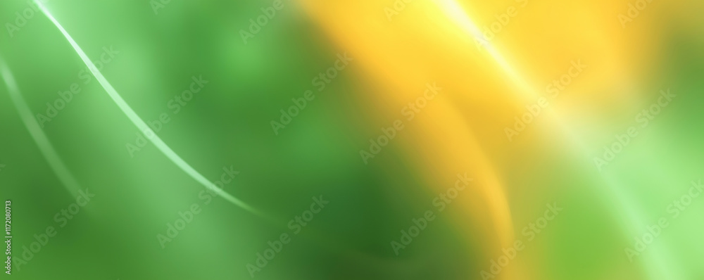 Wall mural abstract green and yellow light trails background creating a dynamic flow