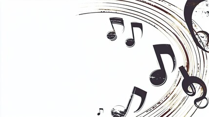 A decorative design featuring musical notes and swirls, suitable for music-related themes.
