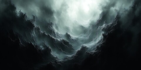 Dark, stormy cloudscape with light.