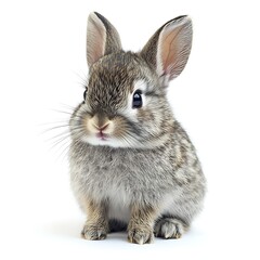 Obraz premium Cute baby bunny sitting, white background, pet, Easter.