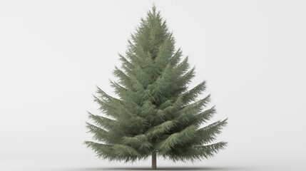 Realistic Green Coniferous Tree on White Background