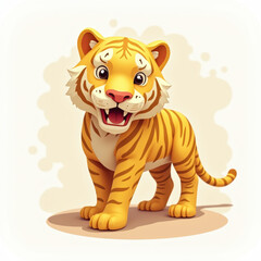 Fototapeta premium Cute Cartoon Tiger Cub, 3D Render - Cartoon style illustrations