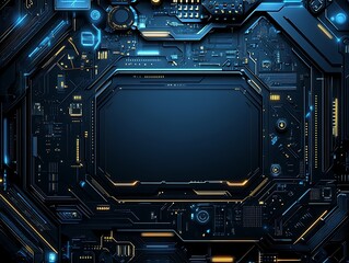 Fototapeta premium Futuristic Technology Circuit Board Design With Glowing Lines