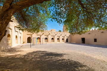 A small courtyard inside the historic Al Jahili Fort, in Al Ain, Abu Dhabi, the United Arab Emirates.	