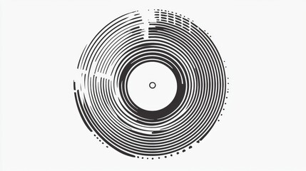 A stylized graphic representation of a vinyl record with concentric grooves.