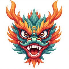 Obraz premium Fierce Dragon Face, Chinese New Year - Mythical Creatures