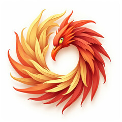 Obraz premium Fiery Phoenix Bird Circular Logo Design - Mythical Creatures