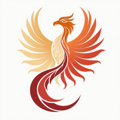 Fototapeta premium Fiery Phoenix Bird Logo Design - Mythical Creatures
