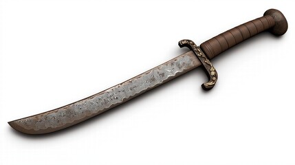 Obraz premium Intricate Curved Sword with Leather Handle