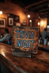 Sign that reads &ldquo;TRIVIA NIGHT&rdquo; - bar - pub - event space - contest - theme night 