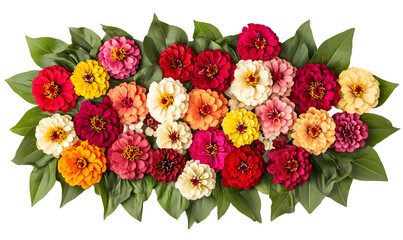 Colorful Zinnia flowers arrangement.