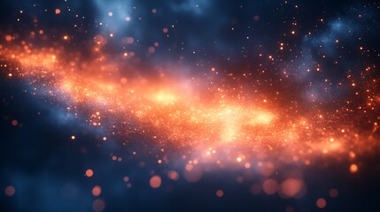 Fototapeta premium Abstract fiery nebula with glowing particles.