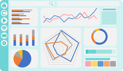 Obraz premium ビジネス分析画面のグラフィック素材イラスト