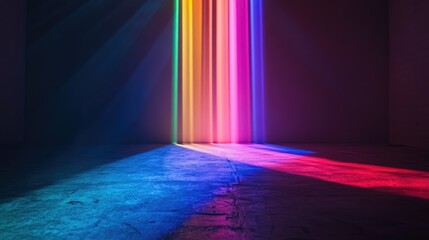 Obraz premium Bright multicolor LED lights casting a glow across a dark room, emphasizing its ambiance