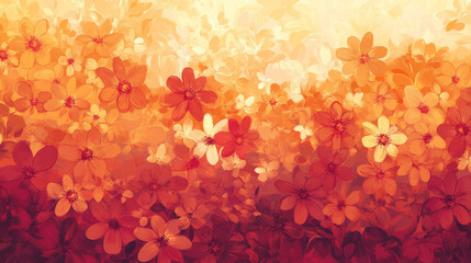 Warm autumn floral background with soft glowing light and vibrant red-orange hues perfect for seasonal designs and invitations