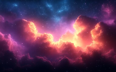 Obraz premium Glowing clouds and nebula in space.