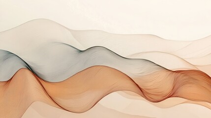 Minimal organic line art with geometric touches in muted tones for a contemporary panorama. 