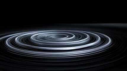 Magnetic forces and gravity visualized through rippling vibrations and luminous concentric circles in a dark void.