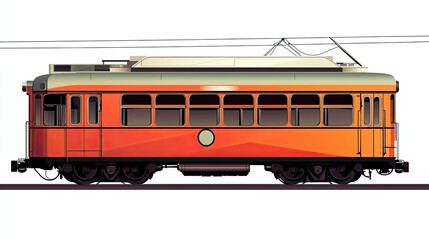 Naklejka premium A stylized illustration of an orange tram, showcasing its side view and design details.