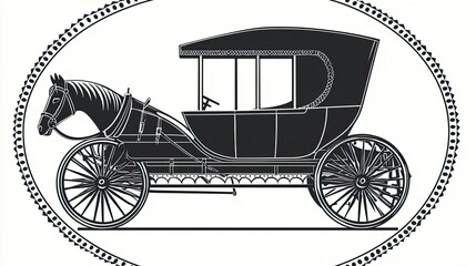 Naklejka premium A vintage horse-drawn carriage illustration, showcasing classic transportation design.