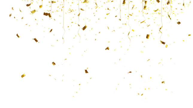 Falling Gold Foil Confetti isolated cutout