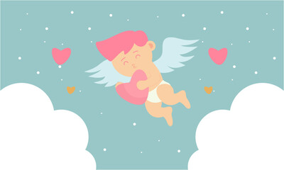 Cupids sky valentine day background
