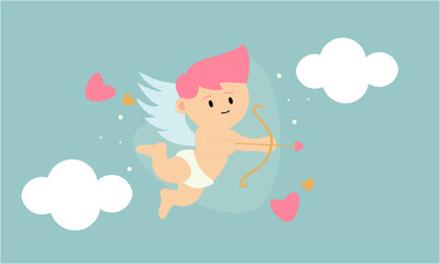 Cupids sky valentine day background