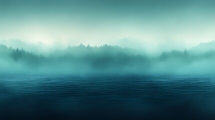 Fototapeta premium Misty lake and forest at dawn.