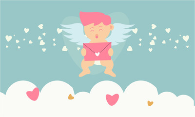 Cupids sky valentine day background