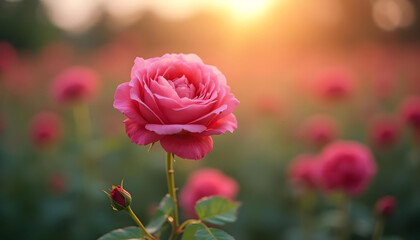 Obraz premium pink rose in garden