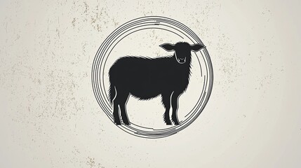 A stylized black sheep within a circular design, emphasizing simplicity and nature.
