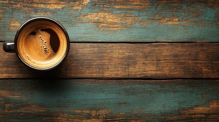 A Close-Up View of a Steaming Cup of Coffee on a Rustic Wooden Table with Unique Grain Patterns and Rich Textures Enhancing the Visual Appeal of the Scene