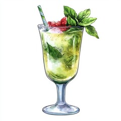 Mojito cocktail drink isolated on white background