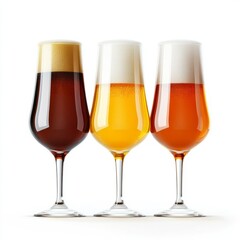 Glasses of beer isolated on white background