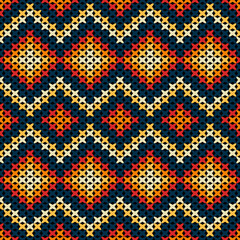Knitted fabric design seamless. Knitting pattern illustration design for decoration, clothing, fabric texture