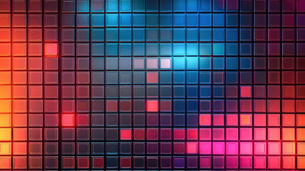 A futuristic heatmap with glowing, gradient-filled squares dynamically arranged on a polished holographic grid, creating a high-tech, data-driven visualization with vibrant colors