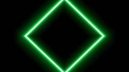 Glowing Green Neon Diamond Shape Frame