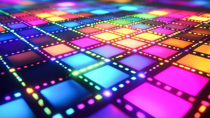 A futuristic heatmap with glowing, gradient-filled squares dynamically arranged on a polished holographic grid, creating a high-tech, data-driven visualization with vibrant colors