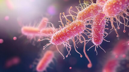 Obraz premium Viruses and bacteria. Microscopic view of virus cells. 3d rendering.