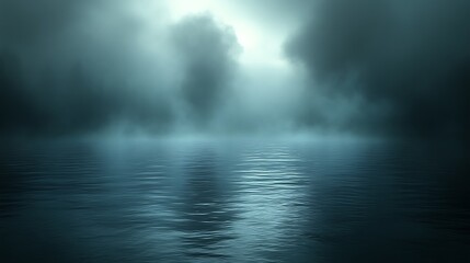 Obraz premium Mysterious foggy lake at night.