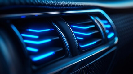 Fototapeta premium Modern car interior details. Close up view of the air conditioning system.