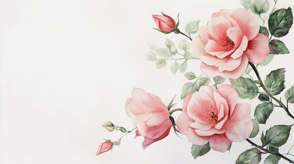 Elegant wedding invitation card background vector. Minimal hand painted watercolor botanical flowers texture template background. Design for wedding, vip cover, poster, rsvp moderncard.Valentine's Day