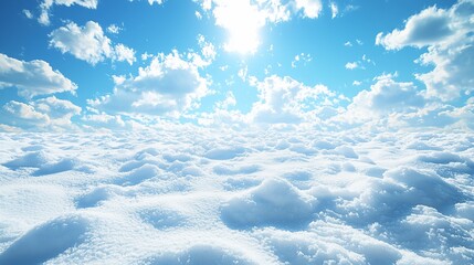 Fototapeta premium Sunny sky above fluffy white clouds.