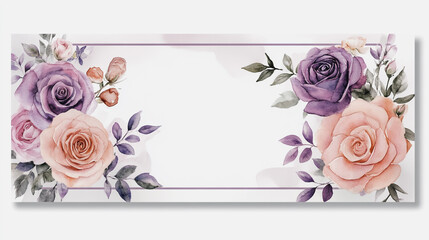 Elegant wedding invitation card background vector. Minimal hand painted watercolor botanical flowers texture template background. Design for wedding, vip cover, poster, rsvp moderncard.Valentine's Day