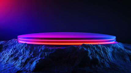 A futuristic horizon graph with glowing, layered neon bands, dynamically displayed on a textured dark base, creating a sleek and high-tech data visualization effect.