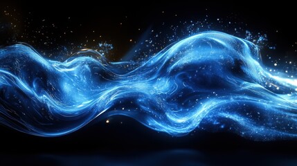 A flowing abstract representation of blue light and energy.