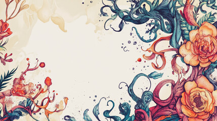 Elegant wedding invitation card background vector. Minimal hand painted watercolor botanical flowers texture template background. Design for wedding, vip cover, poster, rsvp moderncard.Valentine's Day